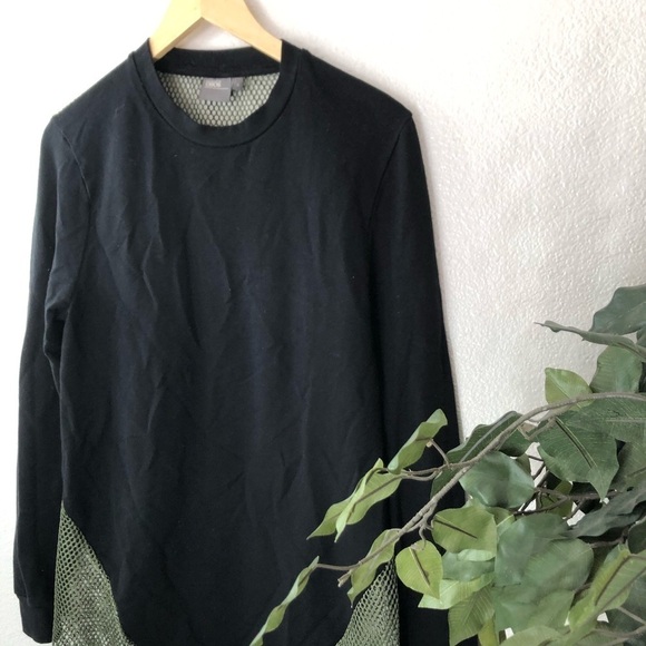 ASOS Black Long Sleeve Shirt With Green Netting - Picture 2 of 7